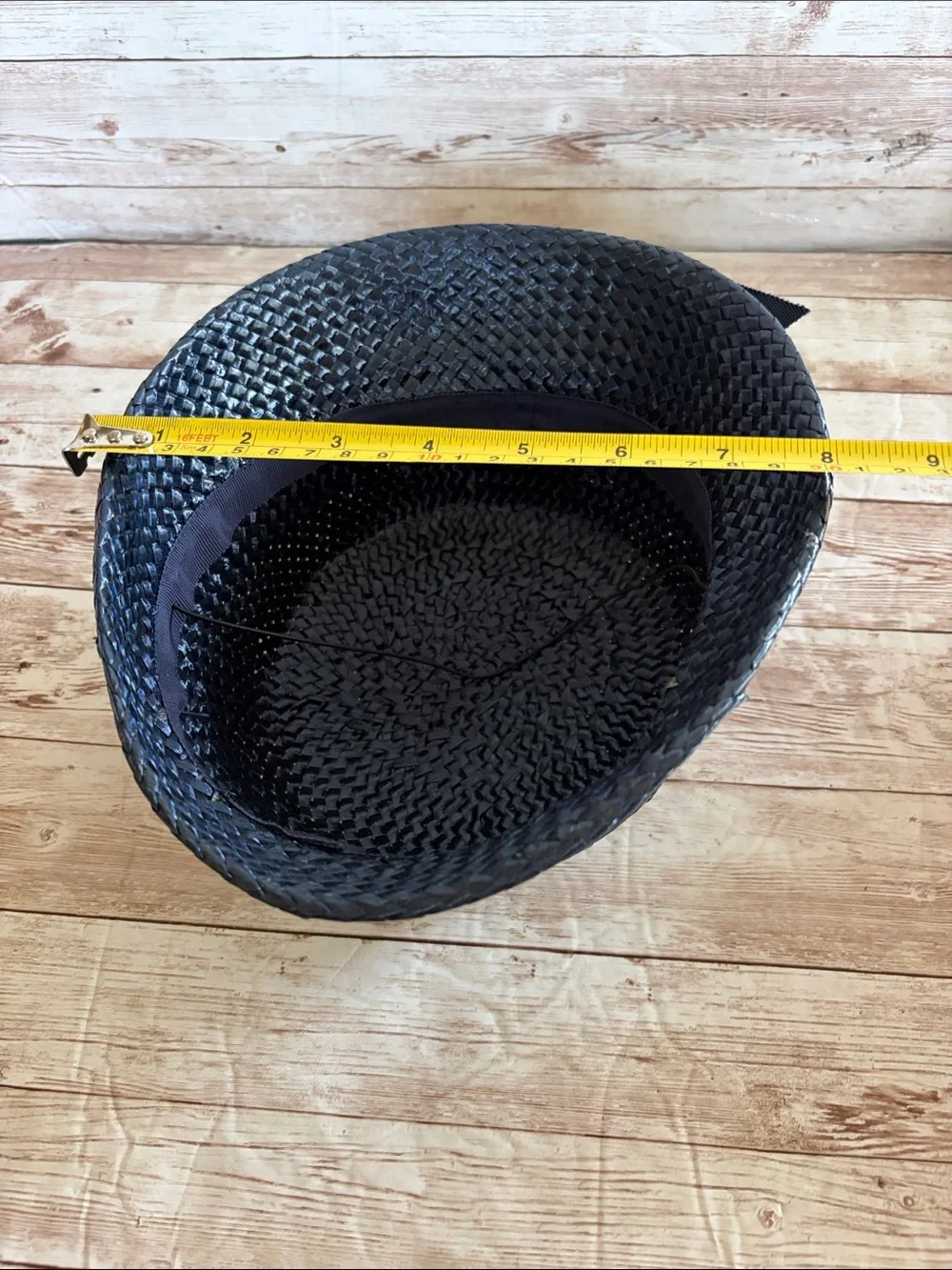 Vintage Navy Woven Cloche Hat with Grosgrain Band - Picture 7 of 7